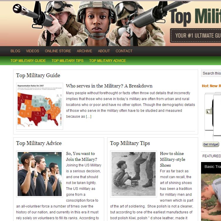Screenshot of TopMilitaryGuide.com