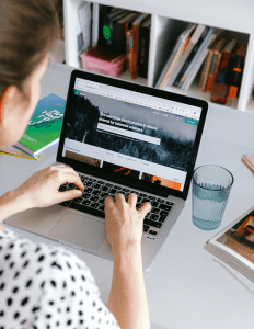 woman working on laptop